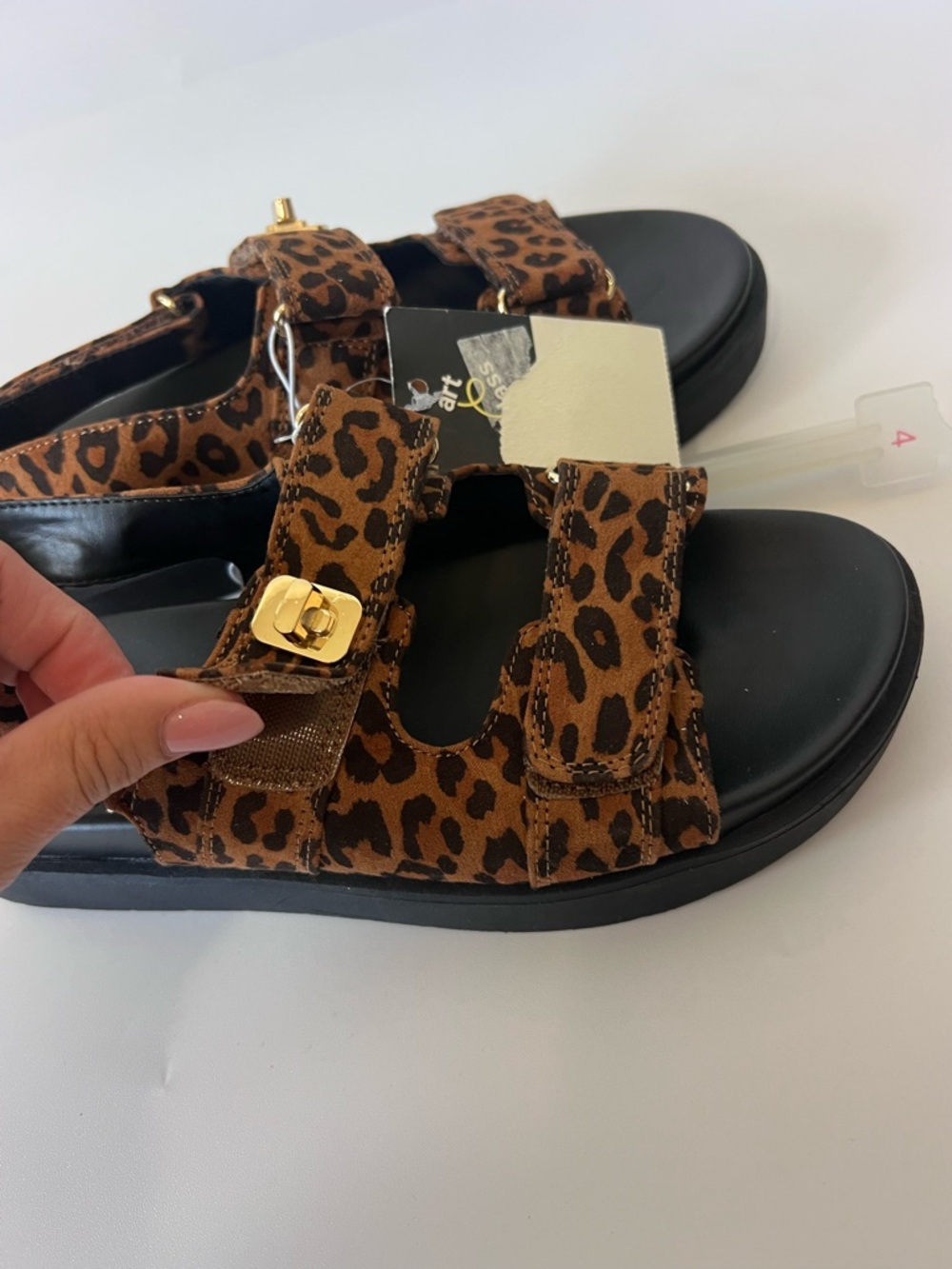 Leopard Platform Sandals Girls Youth 4 Chunky Velcro Buckle Trendy Y2K - Picture 4 of 8